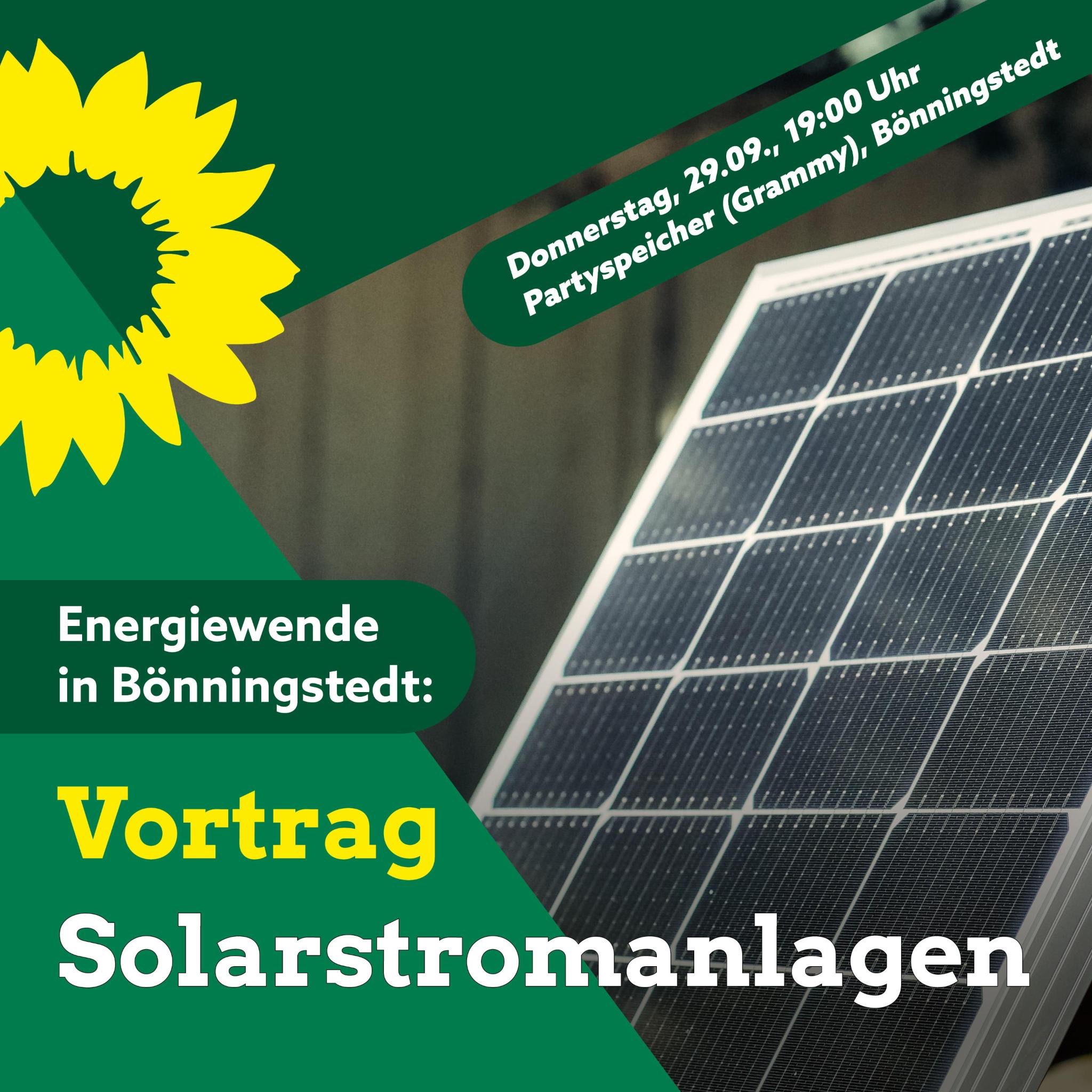 Foto von der Solarpanel nebenan die gelbe Sonnenblume von den Grünen