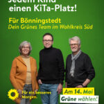 Jedem Kind einen Kita Platz! Foto von 3 freundlichen Menschen darunter